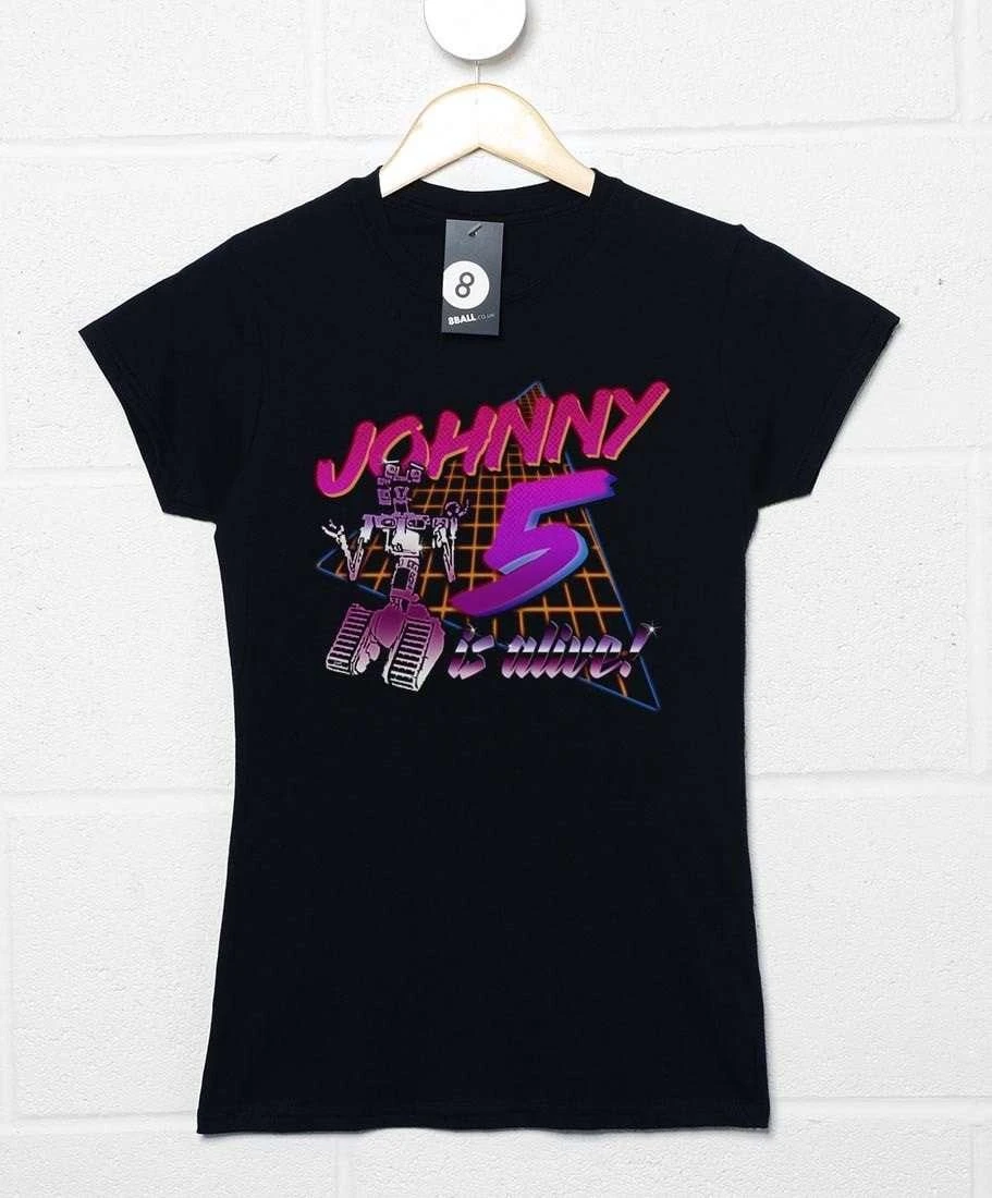 80's Style Johnny 5 Is Alive Fitted Womens T-Shirt 1 80's Style Johnny 5 Is Alive Fitted Womens T-Shirt