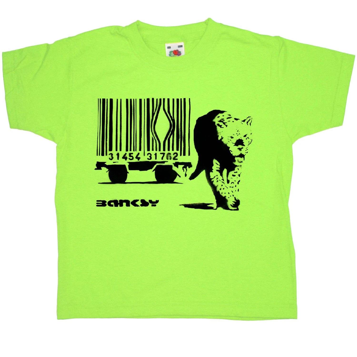 Banksy Barcode Big Cat Kids T-Shirt 2 Banksy Barcode Big Cat Kids T-Shirt - Image 2