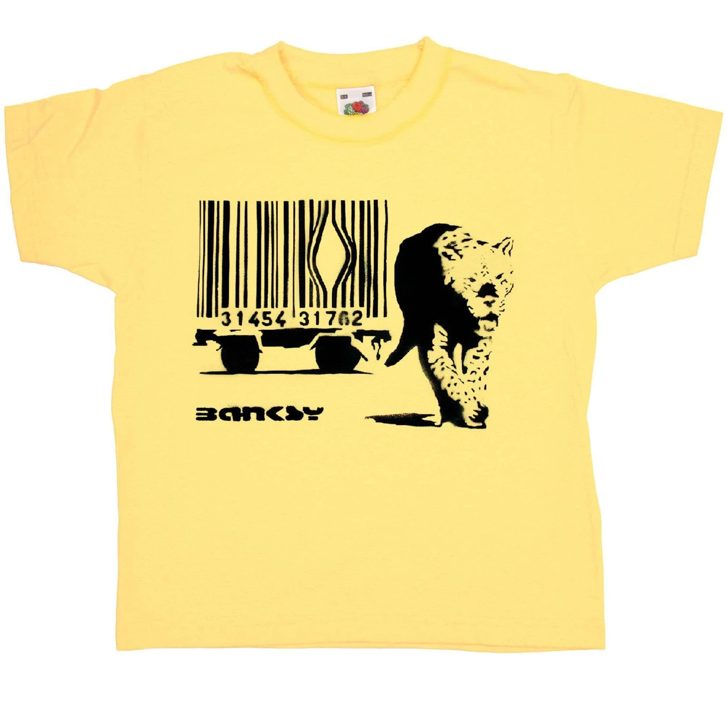 Banksy Barcode Big Cat Kids T-Shirt 1 Banksy Barcode Big Cat Kids T-Shirt