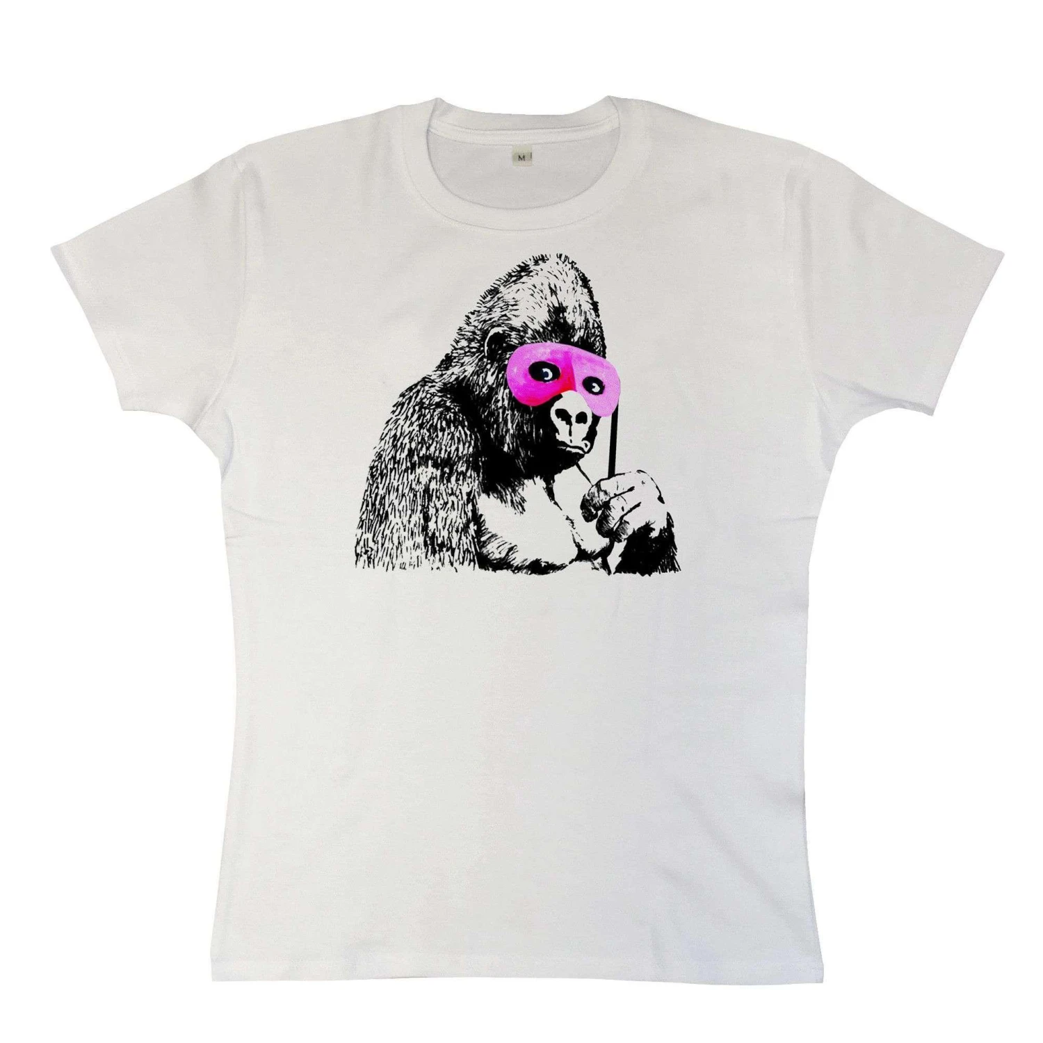 Banksy Gorilla With Mask Womens Style T-Shirt 1 Banksy Gorilla With Mask Womens Style T-Shirt