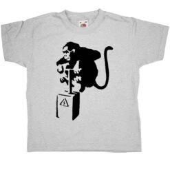 Banksy Monkey Detonator Childrens T-Shirt -8 Ball Clothing Store Banksy Monkey Detonator Childrens T Shirt 8Ball 3159