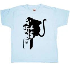 Banksy Monkey Detonator Childrens T-Shirt -8 Ball Clothing Store Banksy Monkey Detonator Childrens T Shirt 8Ball 7697