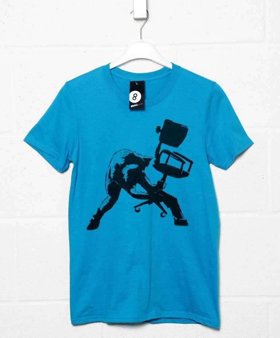 Banksy Office Chair Clash T-Shirt 4 Banksy Office Chair Clash T-Shirt - Image 4