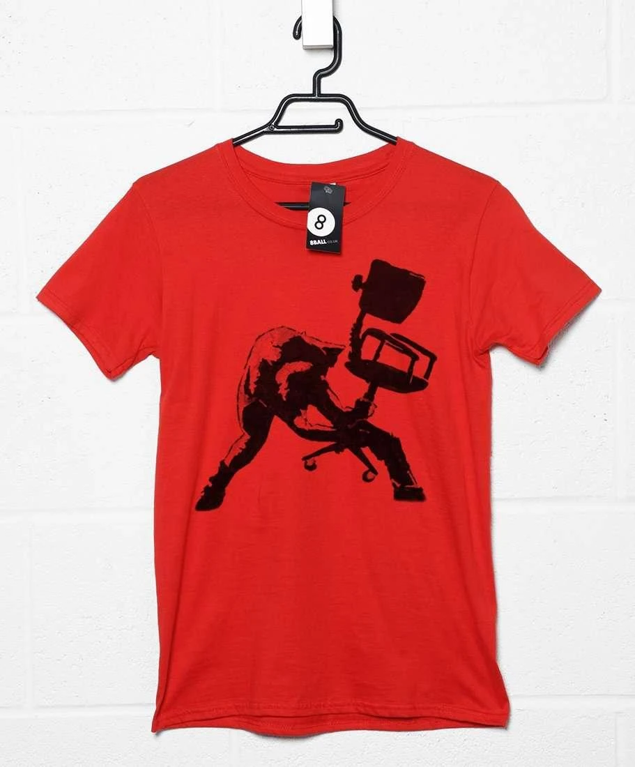 Banksy Office Chair Clash T-Shirt 1 Banksy Office Chair Clash T-Shirt