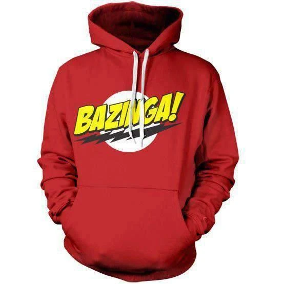 Big Bang Theory Bazinga! Sheldon Red Hoodie 1 Big Bang Theory Bazinga! Sheldon Red Hoodie