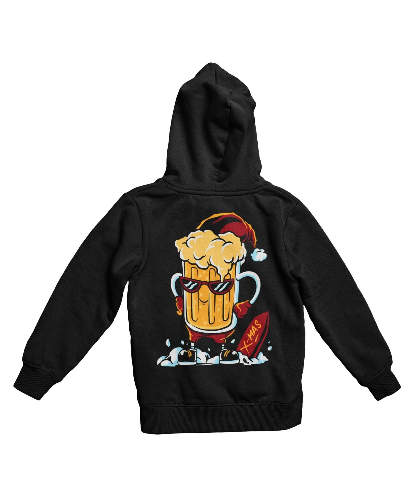 Christmas Beer Fun Santa Back Printed Christmas Hoodie 2 Christmas Beer Fun Santa Back Printed Christmas Hoodie - Image 2