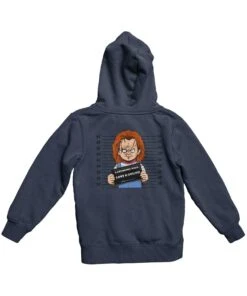 Chucky Mugshot Horror Film Tribute Adult Back Printed Hoodie