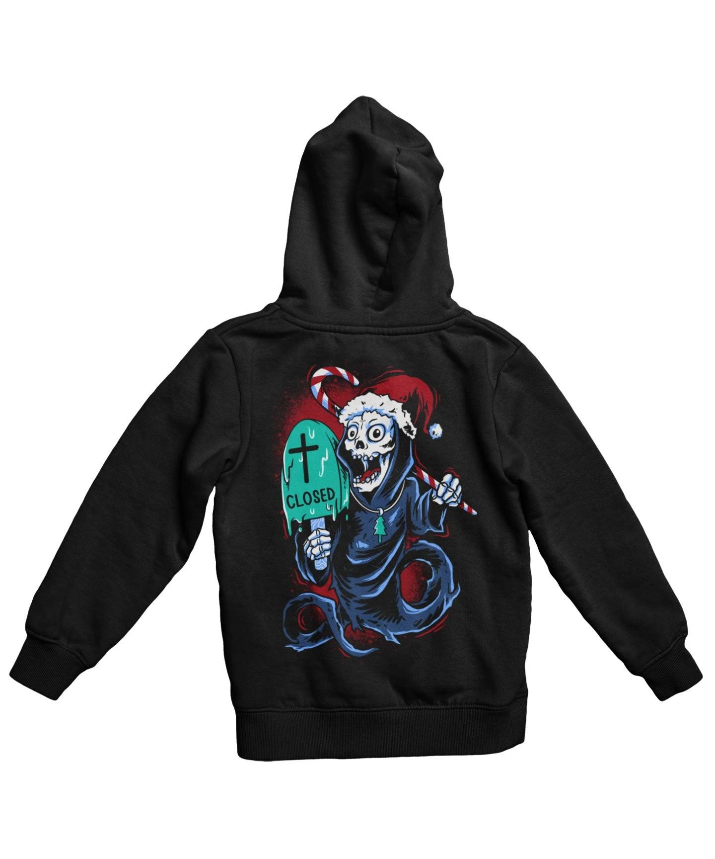 Death Free Day Of Santa Back Printed Christmas Hoodie 3 Death Free Day Of Santa Back Printed Christmas Hoodie - Image 3