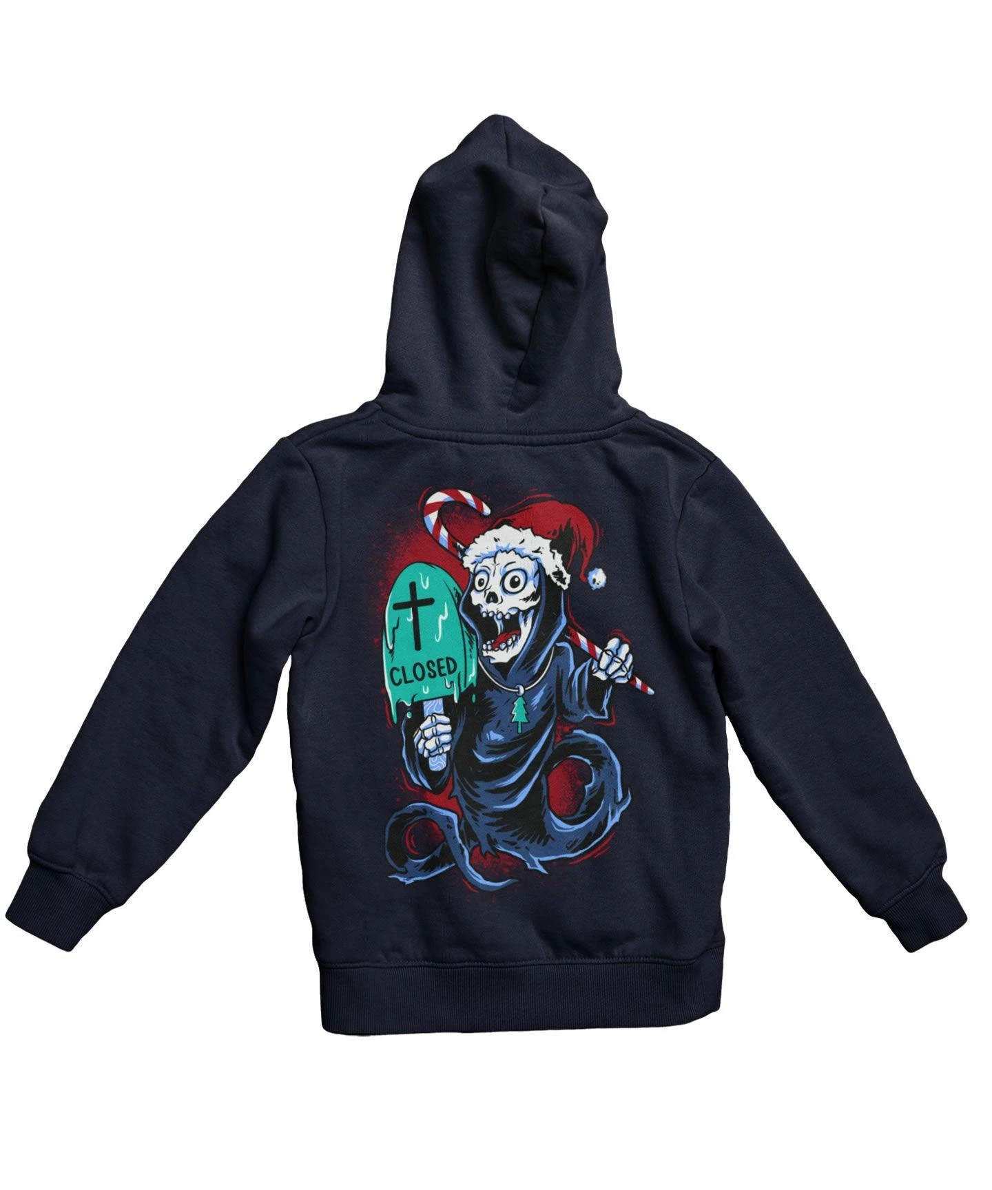Death Free Day Of Santa Back Printed Christmas Hoodie 2 Death Free Day Of Santa Back Printed Christmas Hoodie - Image 2