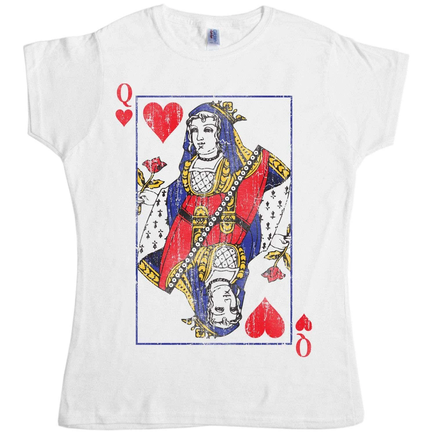 Distressed Queen Of Hearts Womens Style T-Shirt 1 Distressed Queen Of Hearts Womens Style T-Shirt