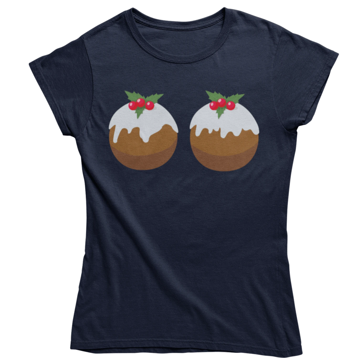 Fun Christmas Puddings T-Shirt For Women 1 Fun Christmas Puddings T-Shirt For Women