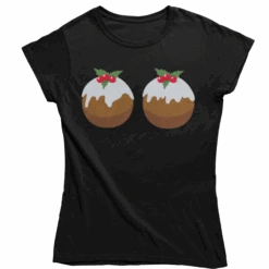 Fun Christmas Puddings T-Shirt For Women 9 Fun Christmas Puddings T-Shirt For Women -8 Ball Clothing Store Fun Christmas Puddings T Shirt for Women 8Ball 3241
