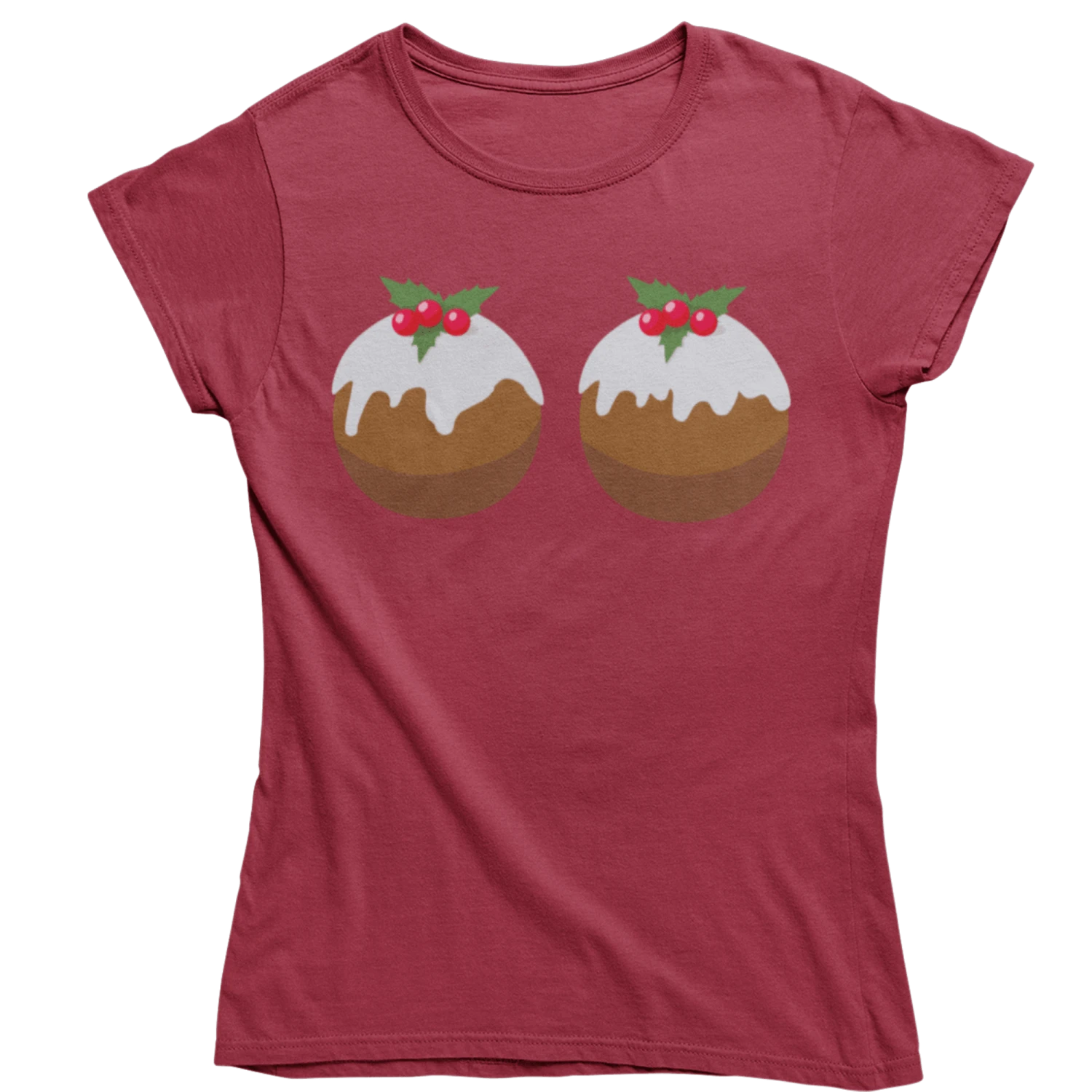 Fun Christmas Puddings T-Shirt For Women 2 Fun Christmas Puddings T-Shirt For Women - Image 2