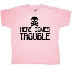 Funny Here Comes Trouble Kids T-Shirt