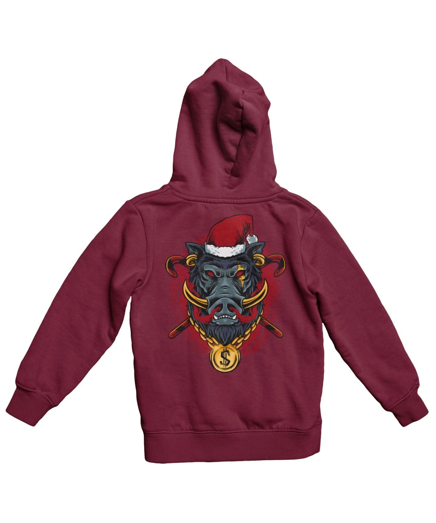 Golden Boar Santa Back Printed Christmas Hoodie 3 Golden Boar Santa Back Printed Christmas Hoodie - Image 3