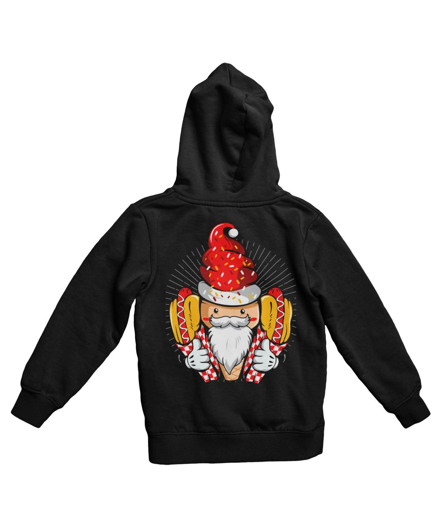 Hot Dog Santa Back Printed Christmas Hoodie 2 Hot Dog Santa Back Printed Christmas Hoodie - Image 2