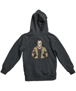 Jason Mugshot Horror Film Tribute Adult Back Printed Hoodie
