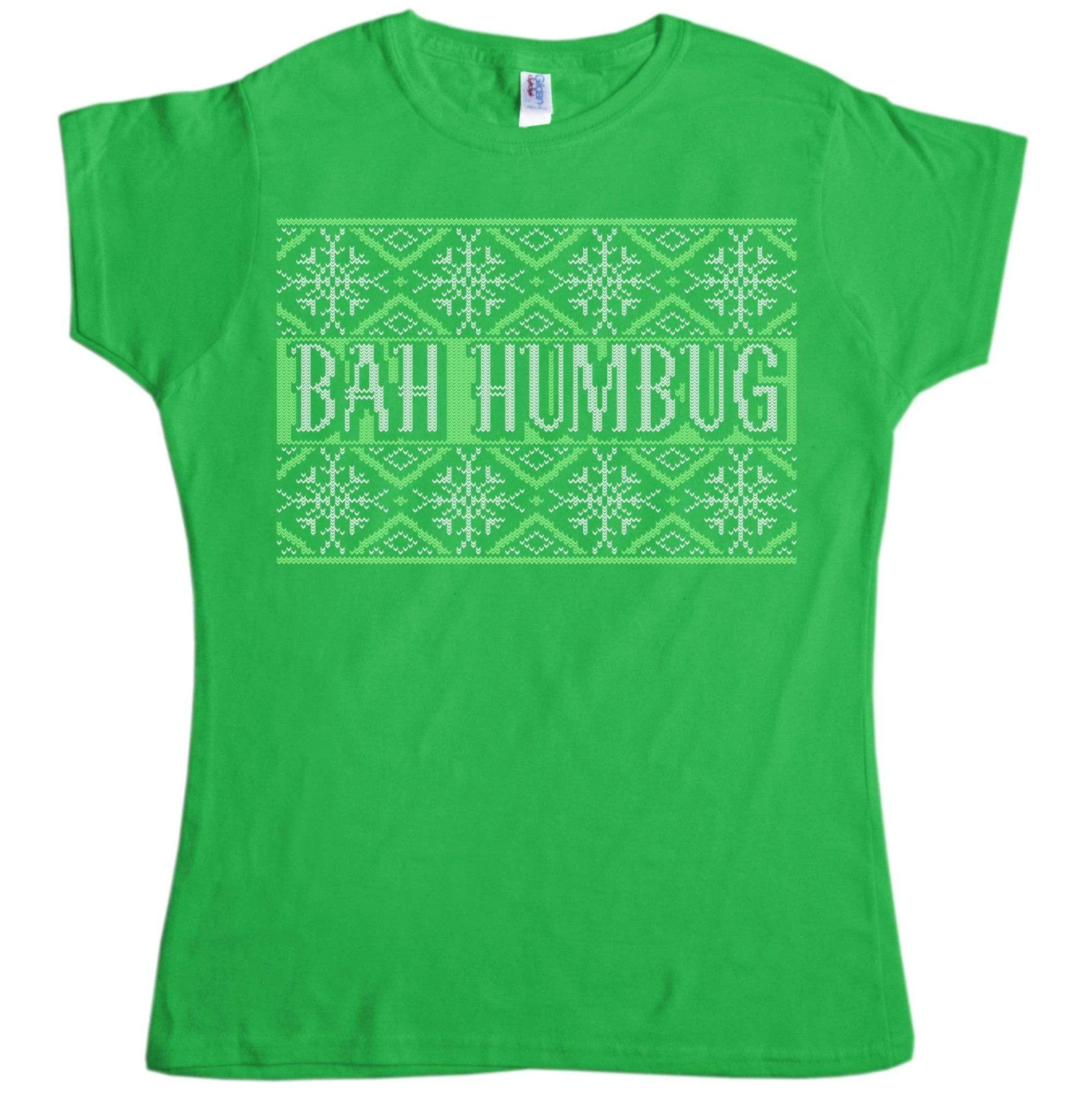 Knitted Jumper Style Bah Humbug Womens Fitted T-Shirt 2 Knitted Jumper Style Bah Humbug Womens Fitted T-Shirt - Image 2