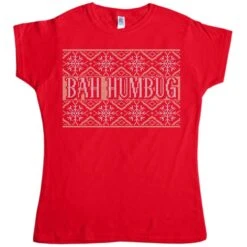 Knitted Jumper Style Bah Humbug Womens Fitted T-Shirt 7 Knitted Jumper Style Bah Humbug Womens Fitted T-Shirt -8 Ball Clothing Store Knitted Jumper Style Bah Humbug Womens Fitted T Shirt 8Ball 707