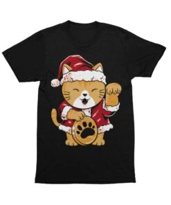 Lucky Meow Santa Unisex Christmas T-Shirt 7 Lucky Meow Santa Unisex Christmas T-Shirt -8 Ball Clothing Store Lucky Meow Santa Unisex Christmas Mens Graphic T Shirt 8Ball 1817