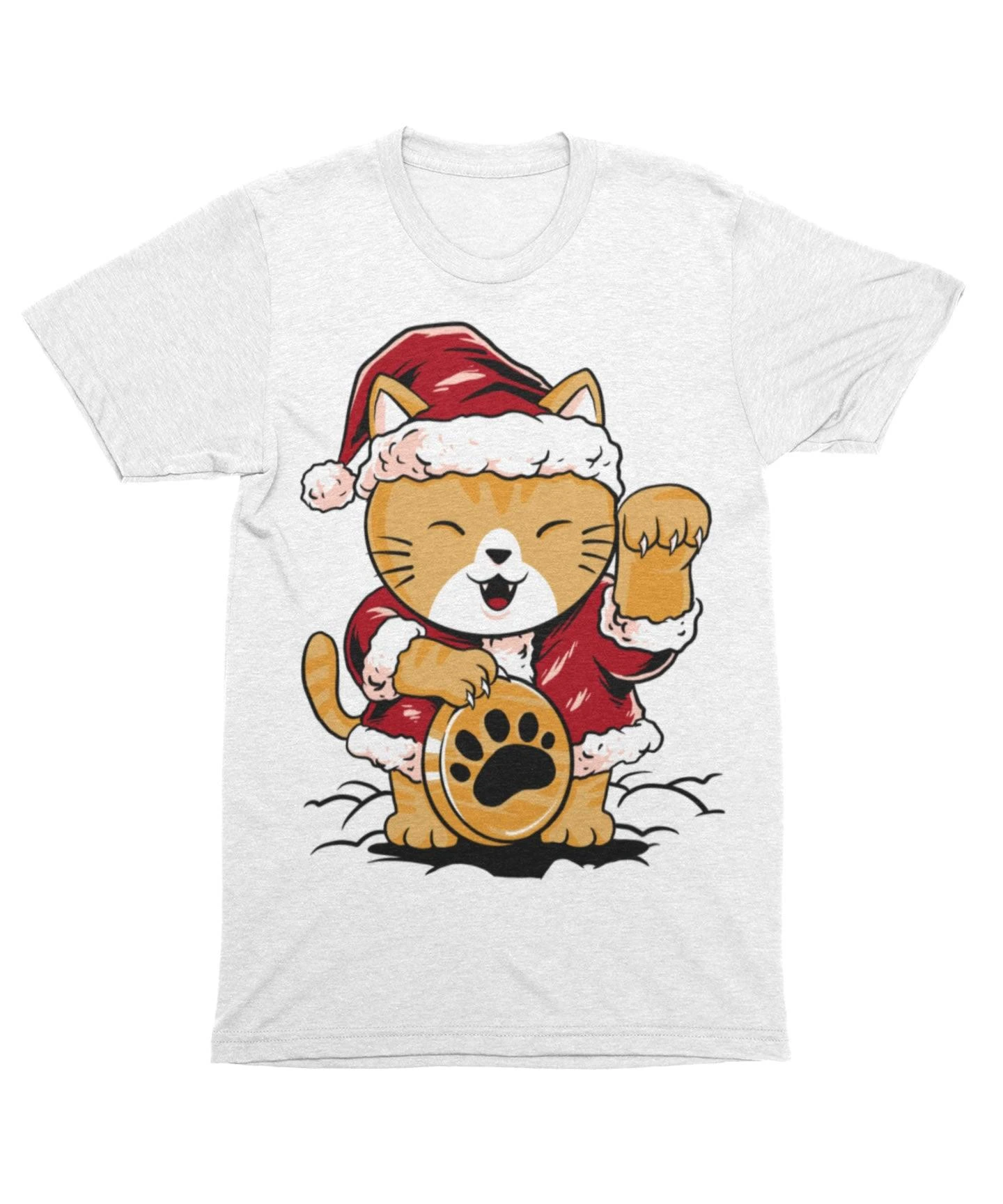 Lucky Meow Santa Unisex Christmas T-Shirt 2 Lucky Meow Santa Unisex Christmas T-Shirt - Image 2
