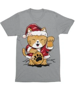 Lucky Meow Santa Unisex Christmas T-Shirt