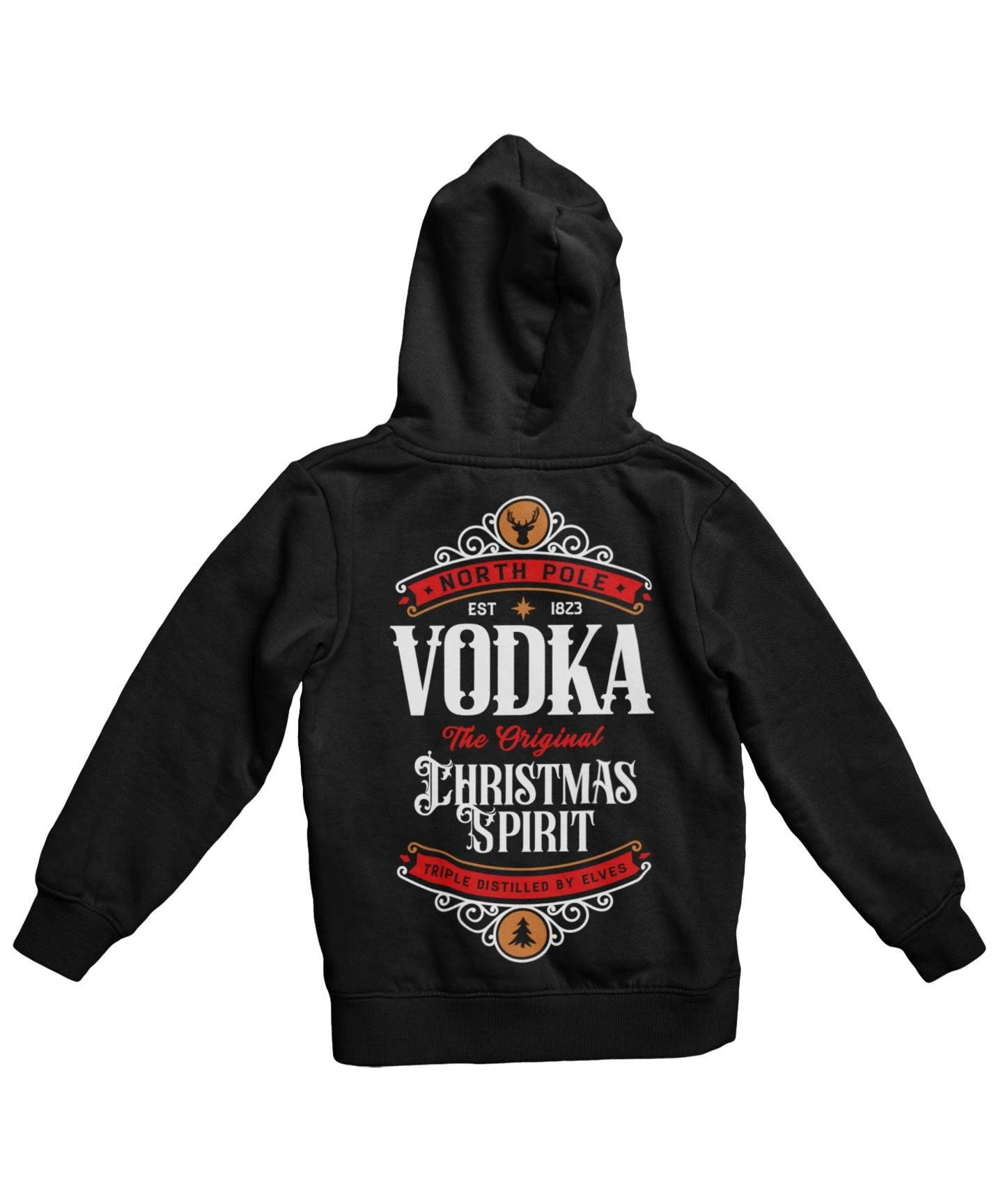 North Pole Vodka Colour Back Printed Christmas Hoodie 1 North Pole Vodka Colour Back Printed Christmas Hoodie