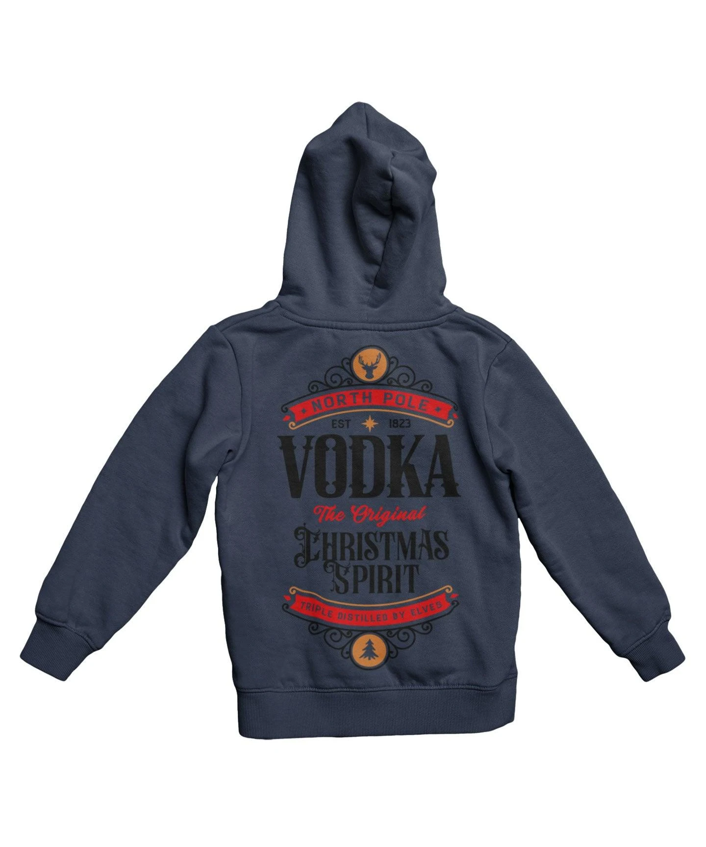 North Pole Vodka Colour Back Printed Christmas Hoodie 4 North Pole Vodka Colour Back Printed Christmas Hoodie - Image 4