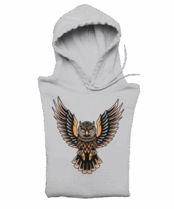 Owl Tattoo Design Adult Front Printed Hoodie -8 Ball Clothing Store Owl Tattoo Design Adult Front Printed Graphic Hoodie 8Ball 72