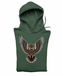 Owl Tattoo Design Adult Front Printed Hoodie -8 Ball Clothing Store Owl Tattoo Design Adult Front Printed Graphic Hoodie 8Ball 7474