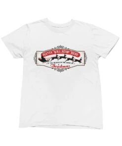 Santa Will Stop Here Framed Christmas Unisex T-Shirt