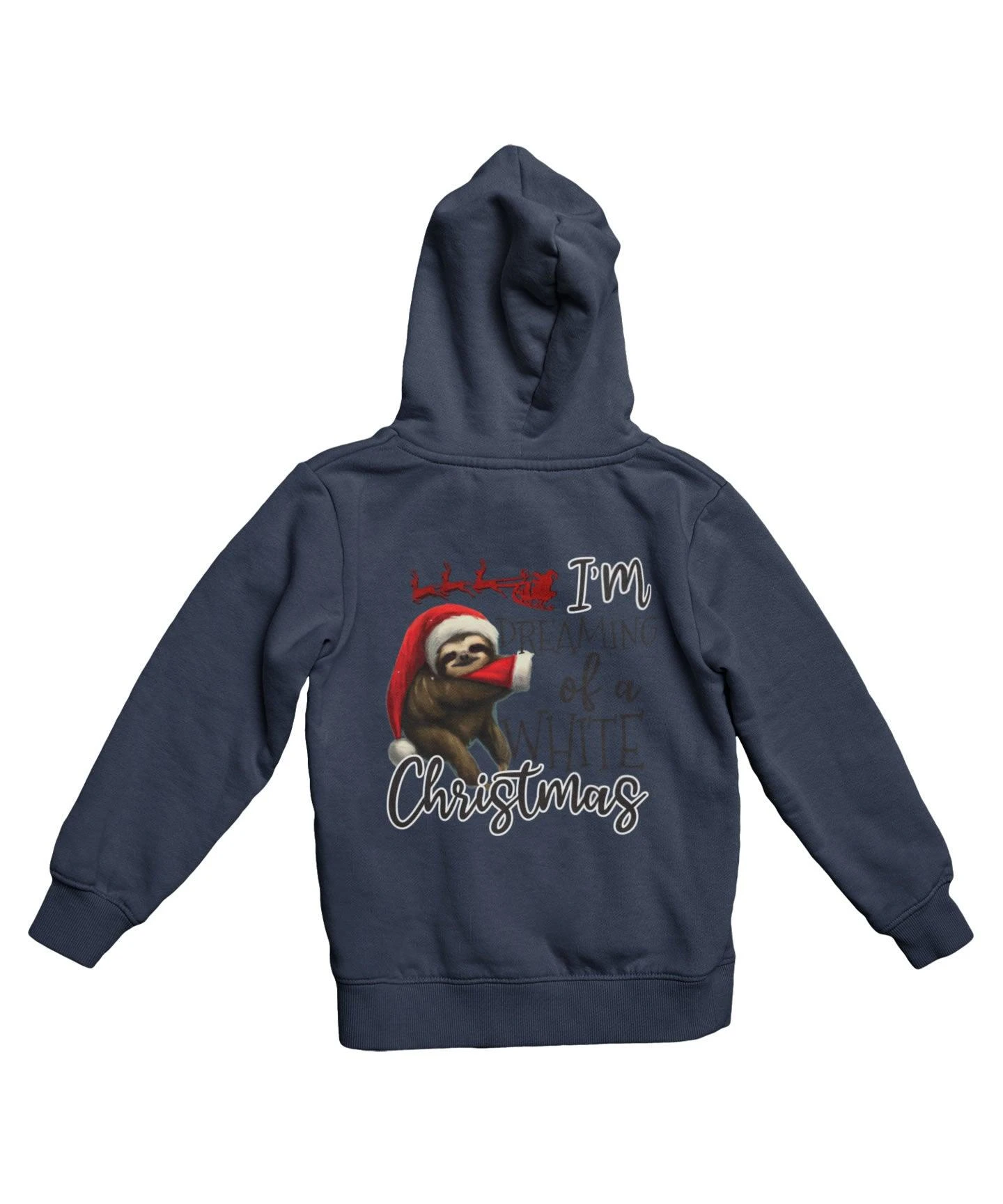 Sloth Dreaming Of A White Christmas Back Printed Sloth Hoodie 4 Sloth Dreaming Of A White Christmas Back Printed Sloth Hoodie - Image 4