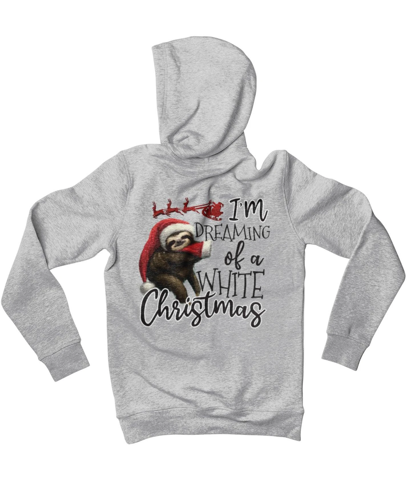 Sloth Dreaming Of A White Christmas Back Printed Sloth Hoodie 1 Sloth Dreaming Of A White Christmas Back Printed Sloth Hoodie