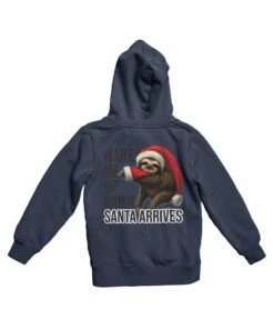 Sloth Wake Me Up When Santa Arrives Christmas Back Printed Hoodie -8 Ball Clothing Store Sloth Wake Me Up When Santa Arrives Christmas Back Printed Graphic Hoodie 8Ball 1048