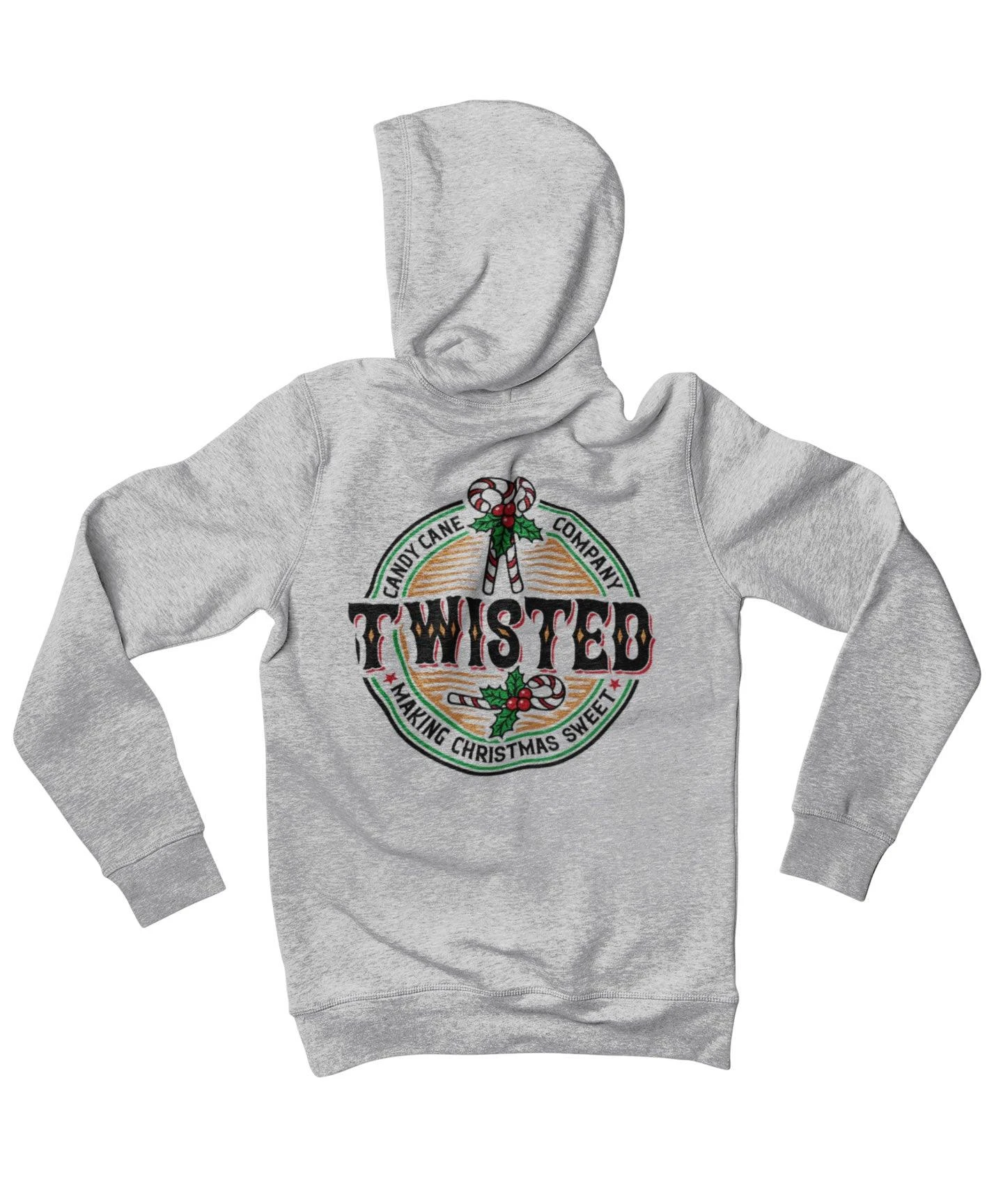 Twisted Candy Cane Colour Back Printed Christmas Hoodie 1 Twisted Candy Cane Colour Back Printed Christmas Hoodie
