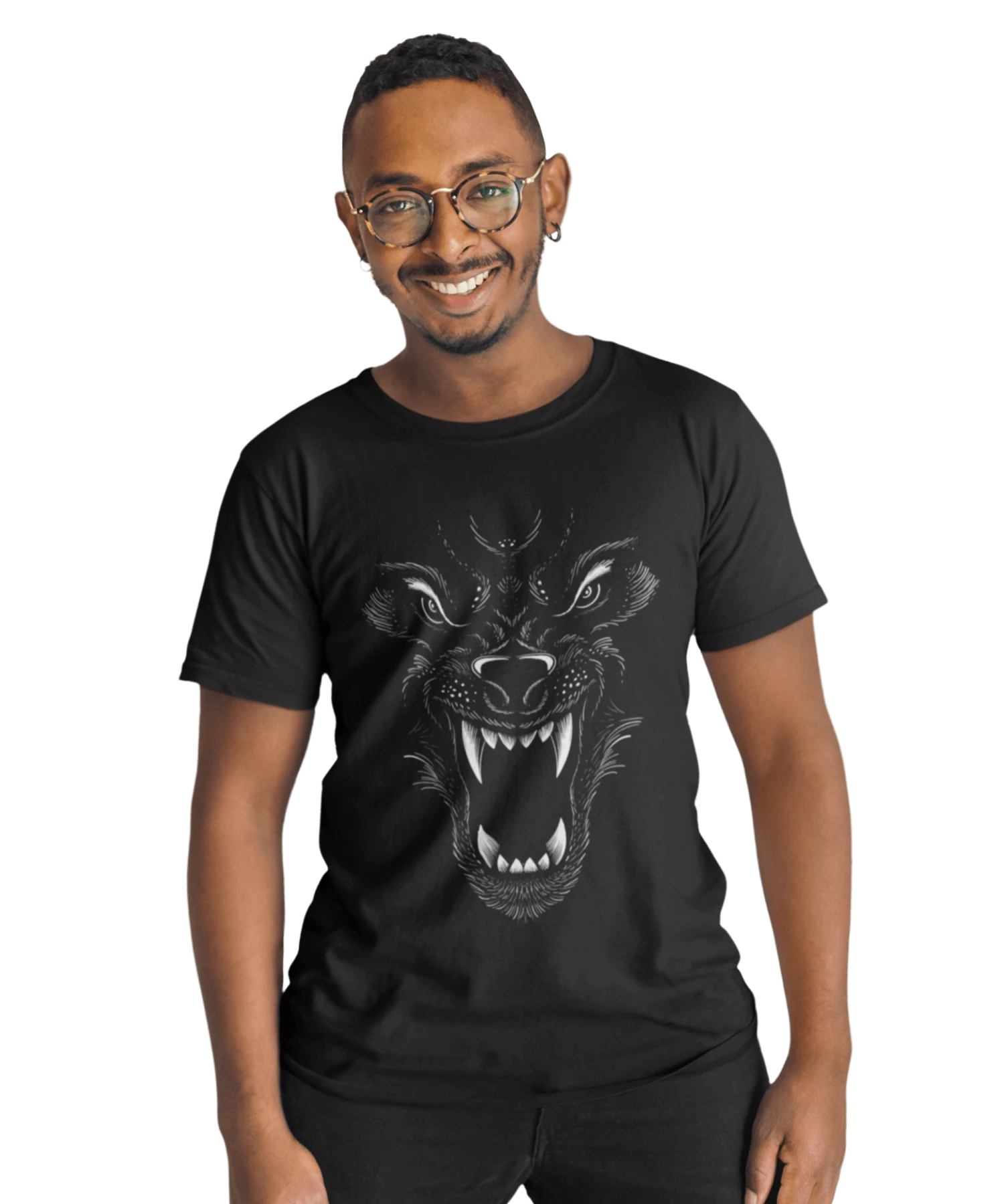 Wolf Face Tattoo Design Adult Unisex T-Shirt 1 Wolf Face Tattoo Design Adult Unisex T-Shirt